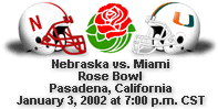 Nebraska Huskers Rose bowl game against the Miami Hurricanes.